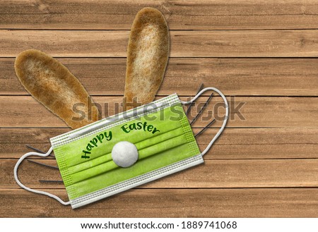 happy easter - abstract bunny on wooden background