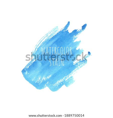 Abstract blue watercolor on white background. Colored splashes on paper. Hand drawn illustration