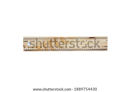 Wooden ruler isolated on white background.