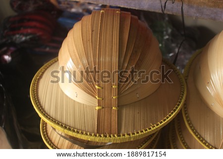 handicraft of a hat made of bark for souvenirs typical of Dieng, Indonesia. 