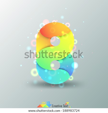 Modern Capital Letter B made of colorful paper with light reflexions