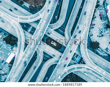 Aerial photography of urban road overpass