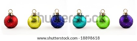 Christmas ornaments on a white background