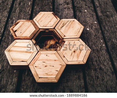 hexagon pattern from waste wood material