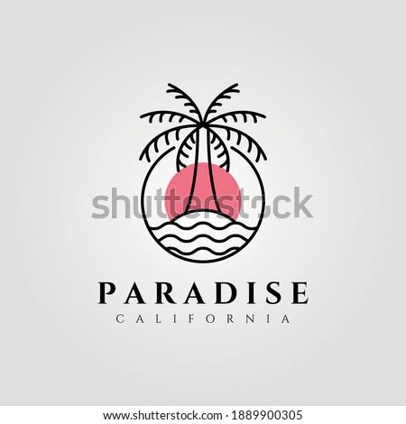 nature palm tree logo vector coconut line art minimalist emblem illustration design