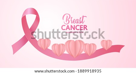 Pink ribbon on pink background of breast cancer awareness vector illustration.
