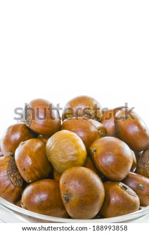 Close up chestnut on white background