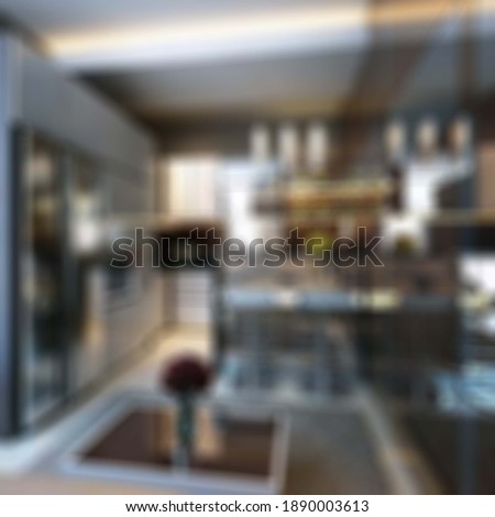 Defocused and Blurr Photo of Modern Bar and Coffee Table at Home Interior Design