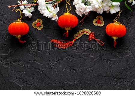 Chinese red lanterns traditional oriental lamps for Chinese New Year or wedding