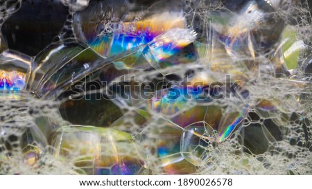 close - up soap bubble image, unknown planet, chaos of color