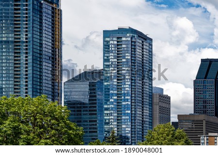 Buildings in Montreal west with cloudy sky