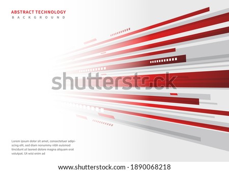 Abstract perspective technology geometric red and gray on white background. You can use for ad, poster, template, business presentation. Vector illustration
