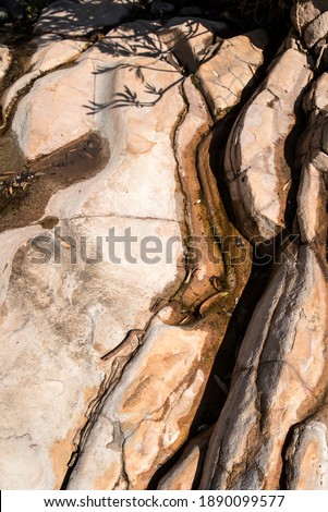 Water, rocks and leaf's shadows. Close up nature