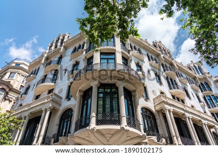 Facade Building Architecture In City Of Barcelona, Spain