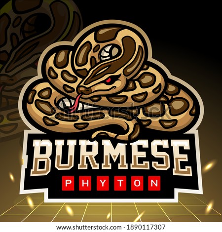 Burmese python snake mascot. esport logo design