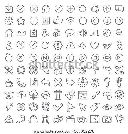 One hundred vector icons set for web design and user interface Royalty-Free Stock Photo #189012278