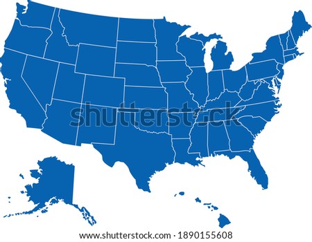 usa america map states border vector illustration isolated on white Royalty-Free Stock Photo #1890155608