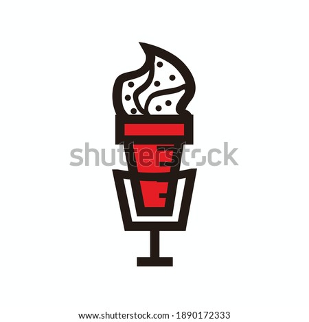 simple ice creams microphone for broadcast or podcast icon or logo - red and black illustrations isolated on white