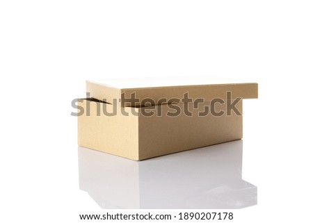 Box cardboard mockup. Brown carton package for shipping delivery isolated on white background. Carton delivery packaging, recycling brown boxes
