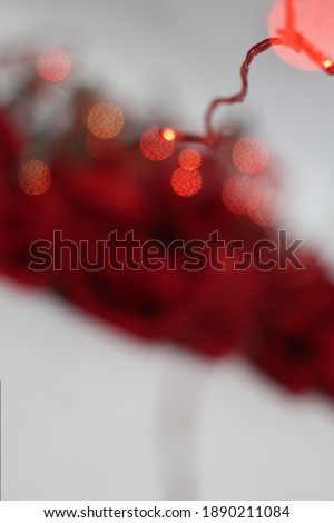 Red lights bokeh blurred background . defocused