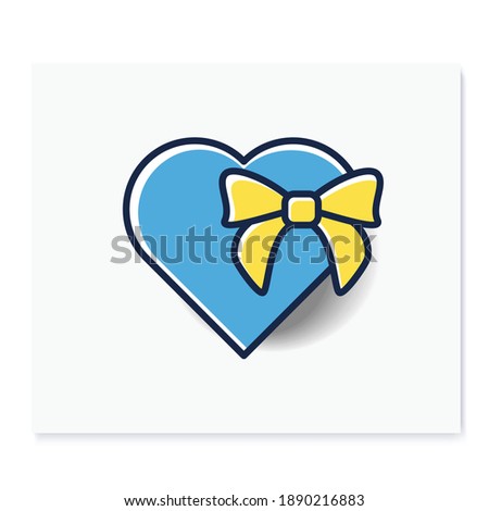 Heart shape present line icon.Gift box with bow ribbon, top view.Holiday congratulation, surprise concept. Holiday offer. Christmas, valentine, birthday. Isolated vector illustration