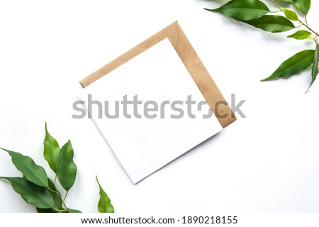 Brown grey develope with white card with space for text. Postcard, greeting or invitation card. Royalty-Free Stock Photo #1890218155