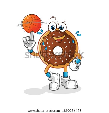 chocolate donut playing basket ball mascot. cartoon vector