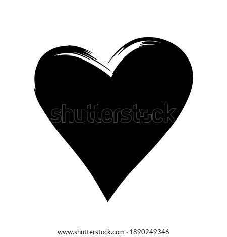 Valentine's day festive decoration. Love symbol, hand-drawn heart shape with torn edges. Vector flat illustration in black for wedding, party, holiday, decor, web, print