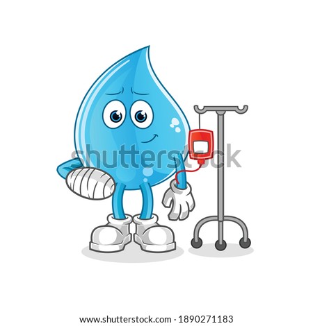 water drop sick in IV illustration. character vector