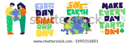 Earth day banner set. Save our day earth. Make every day earth day hand lettering. Royalty-Free Stock Photo #1890316801