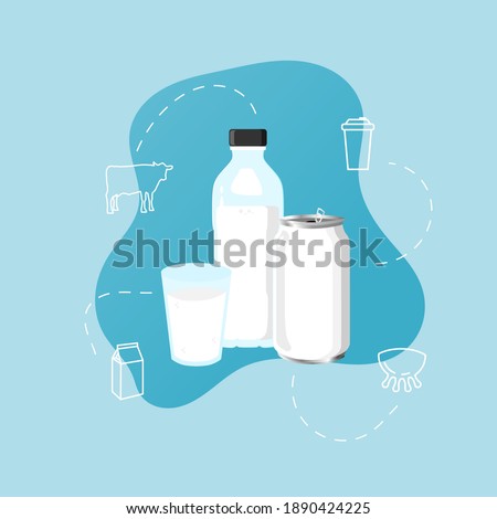 milk icon set with outline style