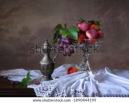 Still life with vase of fruits