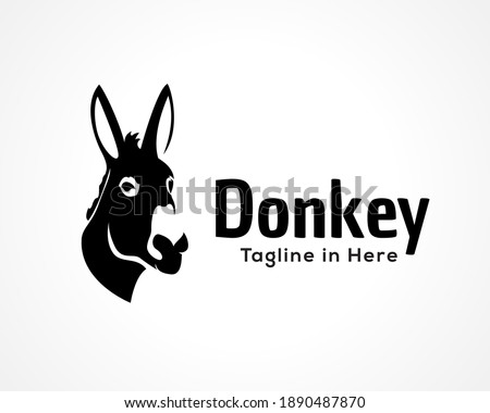 elegant black profile donkey, horse head icon, logo symbol design illustration Royalty-Free Stock Photo #1890487870