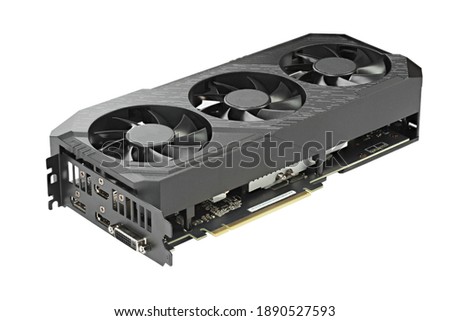 Game graphics card isolated on white background. Computer part. Field with Clipping Path.