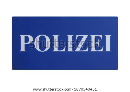 German traffic sign isolated over white background. Polizei (translation: Police)