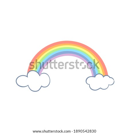 Pastel rainbow with cloud isolated on white background, Vector illustration flat style for graphic design 