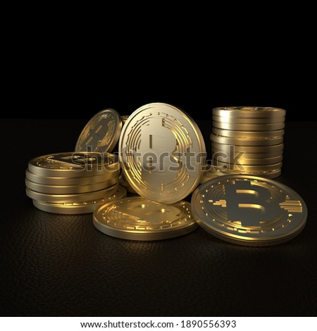 Gold Bitcoin with darkness background 