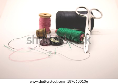 Tools For Needlework Thread Scissors And Tape Measure