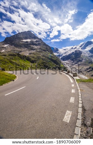 High mountain road through the Susten Pass in the Swiss Alps Royalty-Free Stock Photo #1890706009