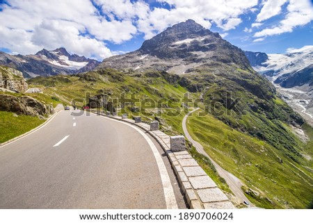 High mountain road through the Susten Pass in the Swiss Alps Royalty-Free Stock Photo #1890706024