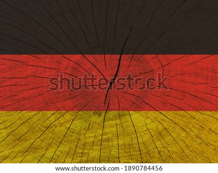 German flag on wooden surface. German flag on textured background. National flag of Germany