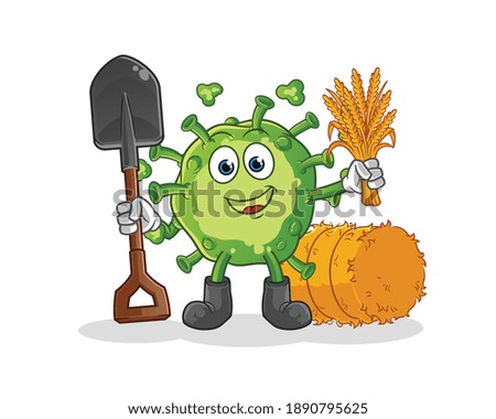 virus farmer mascot. cartoon vector
