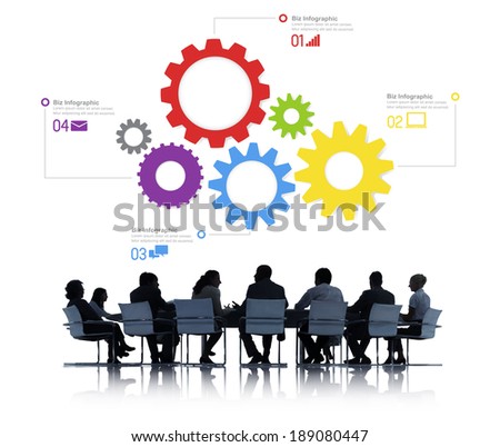 Silhouette of Business People Meeting Infographic