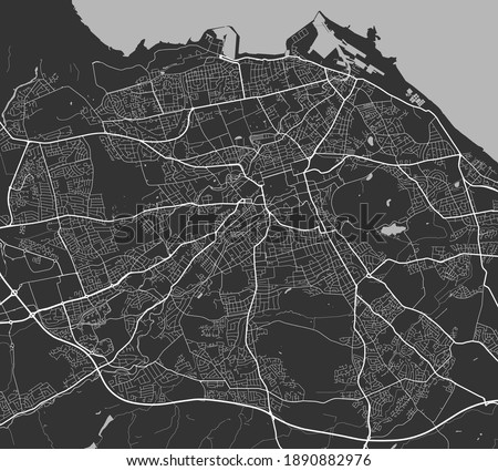 Urban city map of Edinburgh. Vector illustration, Edinburgh map grayscale art poster. Street map image with roads, metropolitan city area view. Royalty-Free Stock Photo #1890882976