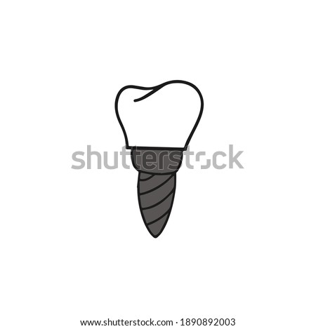 Doodle dental implant structure medical ,teeth and tooth concept of dental. Hand drawn dental implant structure medical ,teeth and tooth concept of dental. Doodle tooth implant in vectordental implant