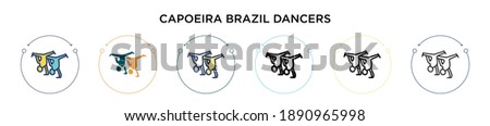 Capoeira brazil dancers icon in filled, thin line, outline and stroke style. Vector illustration of two colored and black capoeira brazil dancers vector icons designs can be used for mobile, ui, web