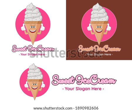 Illustration vector design of sweet ice cream template logo for your business or company