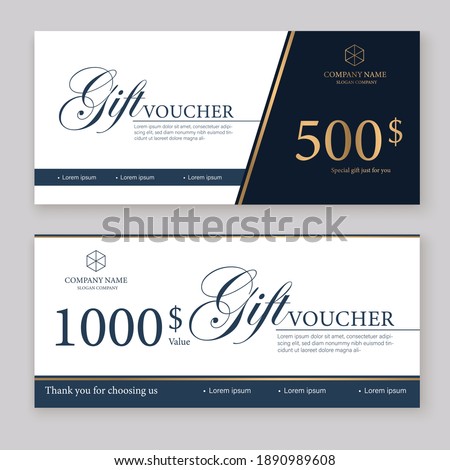 Gift Voucher Template Promotion Sale discount, black and white background Royalty-Free Stock Photo #1890989608