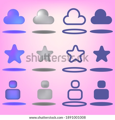 Icon design with alternatif colour and type. Cloud and star icon