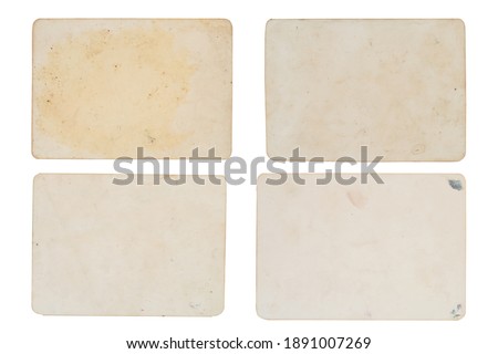 Set of photo paper with dusty and grungy texture and surface. Use for image overlay effect with space for vintage grunge design. Clipping patch. 